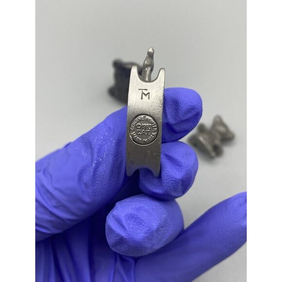 Lot of 3 Vintage Pewter Figures Two Teddy Bears & Rocking Horse Stamped Dated - Picture 5 of 8